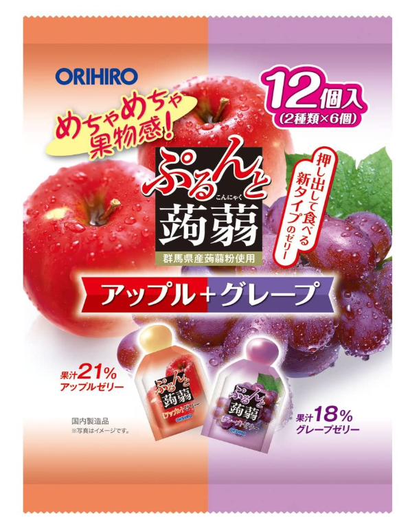 일본 오리히로 곤약젤리 사과+포도 1봉지 (12개입)