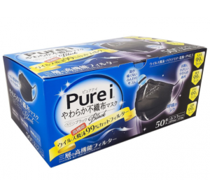 Purei 부직포 컬러 마스크(블랙) 50매